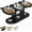 Black, variant on Non-Slip Elevated Pet Feeder with 3 Bowls - Cat Feeding Station with 3 Stainless Steel Bowls, Adjustable Heights Cat Food and Water Bowl, 15°Tilted Raised with Stand for Dogs and Cats (Wood)
