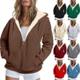 thumbnail image 7 of Women's Hoodie Zip Sherpa Lined Fleece with Pockets Warm Jacket Zip-Up Coat, 7 of 7