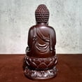 thumbnail image 4 of Ebony wood carved Buddha statue, solid wood Shakyamuni Buddha statue, Three Jewels Buddha, Medicine Buddha, for home worship and peace., 4 of 4