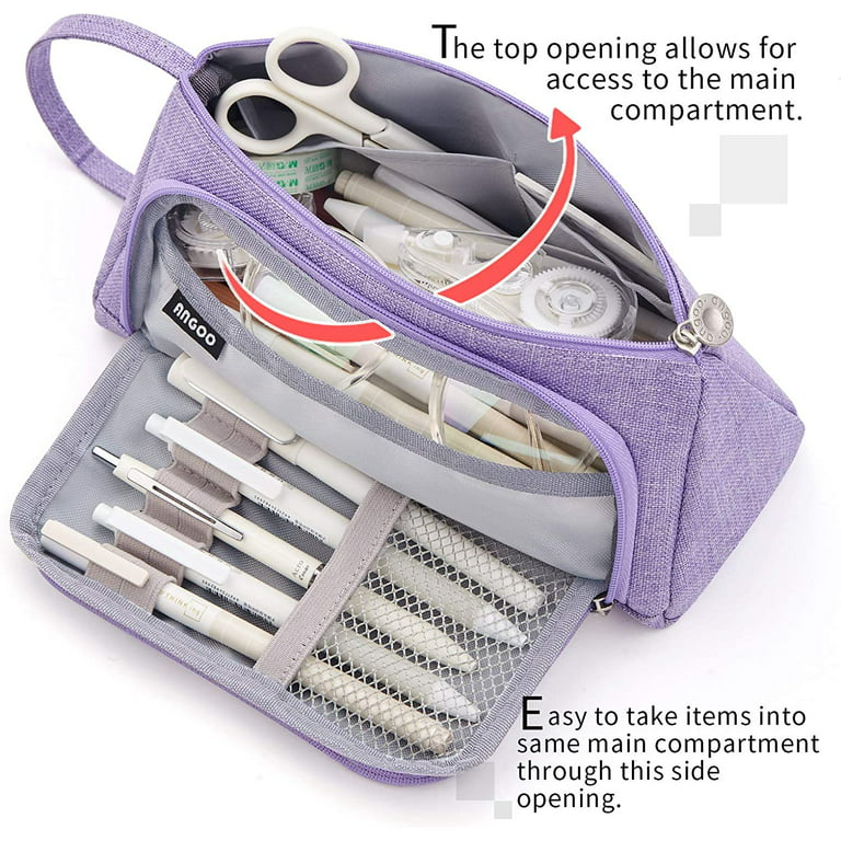 EASTHILL Pencil Case Tray Pencil Pouch with 3 Compartments Stationery