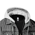 thumbnail image 6 of QSAWXQZ Men's Removable Hooded Denim Jacket Long Sleeve Button Down Cardigan Trucker Coat with Pockets Gray 2XL, 6 of 6