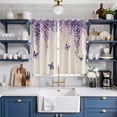 thumbnail image 2 of Wisteria Kitchen Curtains Window Panels, Spring Purple Flowers Butterflies Vintage Beige Insulated Window Treatment Curtain, Grommet Curtains for Bedroom/Living Room/Bathroom, 2 Piece 52"Wx84"L, 2 of 8