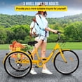 thumbnail image 2 of Triciclo para adultos de 7 velocidades y 3 ruedas, bicicleta amarilla de 24 pulgadas con cesta grande para montar, 2 of 9