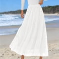 thumbnail image 2 of Bixock Women's Casual Maxi Skirt,Gauzy Pleated Skirt,Summer Solid Color High Waist Flowy Loose Ankle-Length Skirt, 2 of 5