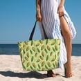 thumbnail image 5 of Large Beach Bags Water-resistant Sandproof - Green Leaves Cute Corn Cute Beach Tote Bags for Women with Zipper, 5 of 6