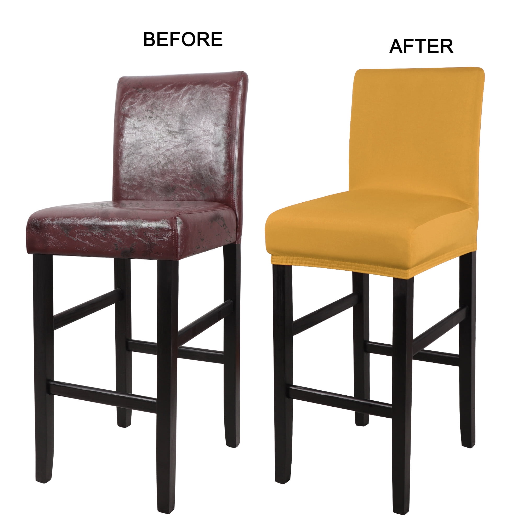 Unique Bargains Bar Stool Covers Counter Height Side Chair Slipcover Gold 2 Pcs