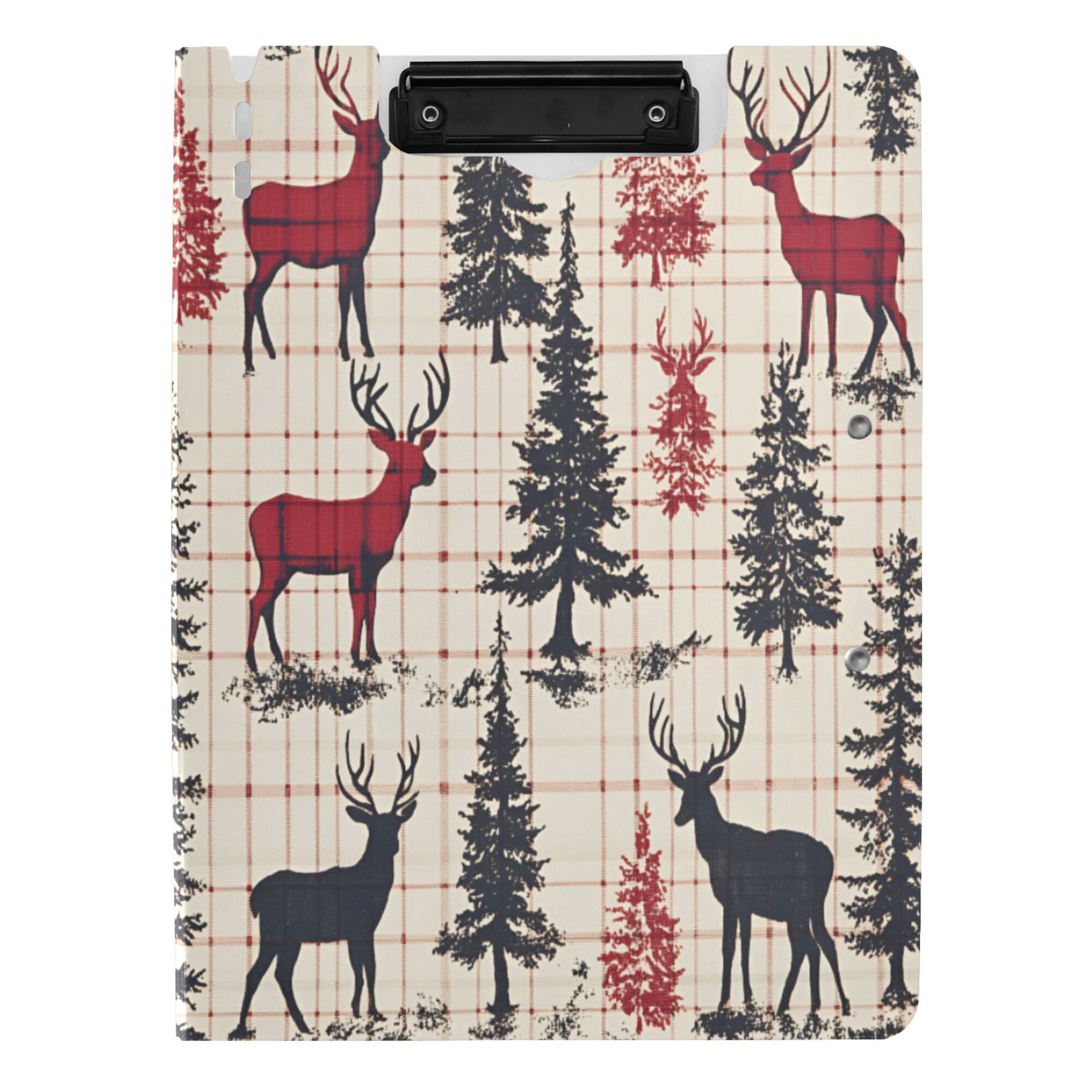 FORMRS A4 Clipboard Folder with Pen Holder Horizontal Foldable School Office Binder, Red Deer