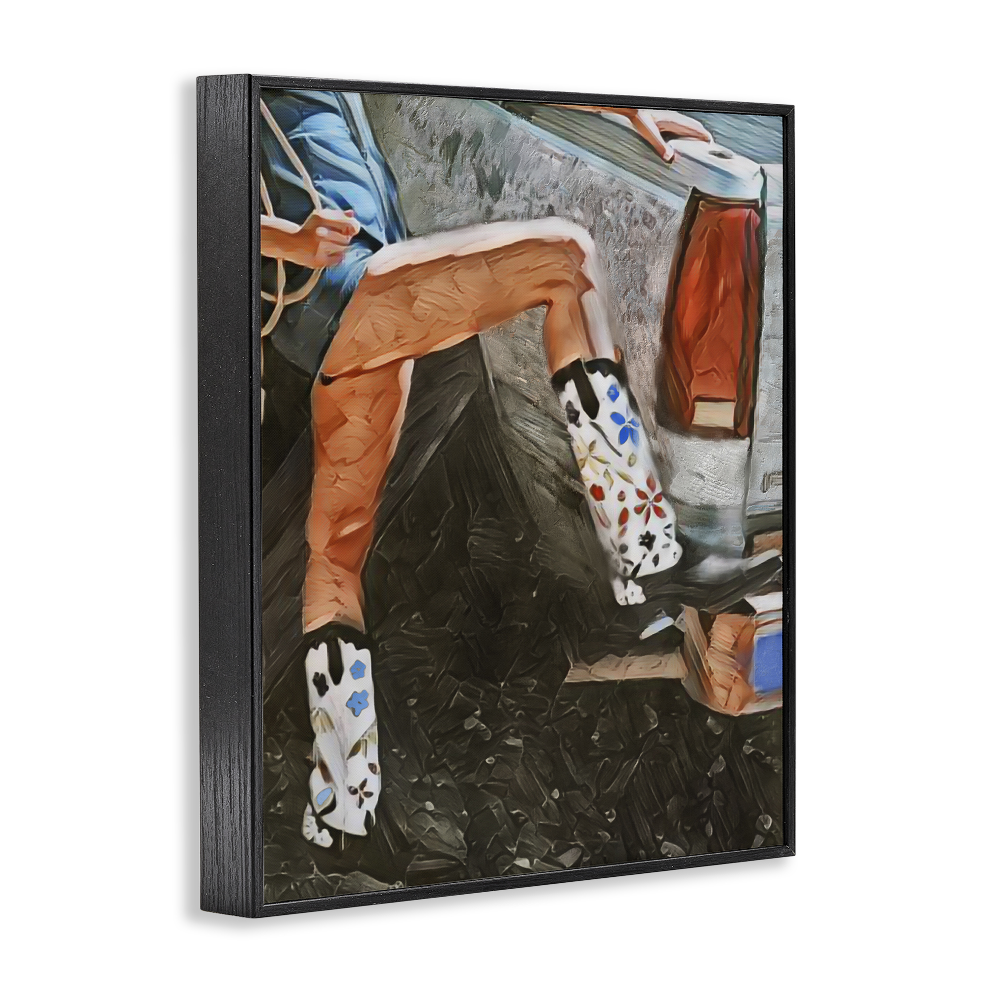 Round Up Cowgirl Boots Black Framed Giclee Art, design by Jesse Keith