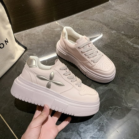 

Internet Red Pink All-match Height-increasing Thick-soled White Shoes Women‘s 2024 New Explosive Spring Lightweight Low-top Sports Sneakers