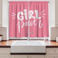 thumbnail image 2 of Ambesonne Feminist Kitchen Curtains, Brush Style Lettering, 55"x45", Pink White, 2 of 3