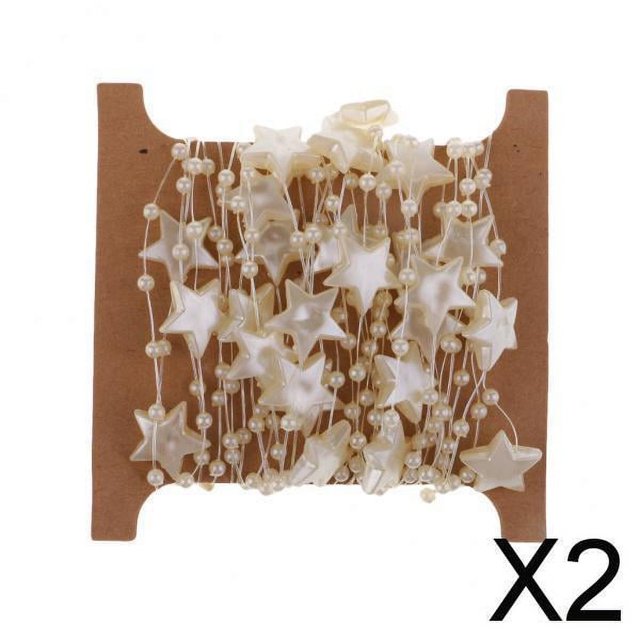 Guirnalda de perlas de 2x5m, cadena de estrellas, decoración para fiesta de boda 2 piezas