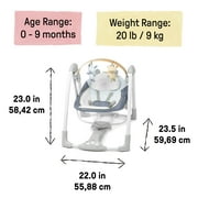 Ingenuity Swing n Go Portable Baby Swing, Chambray Blue, Ages 0-9 Months, Up to 20 Pounds