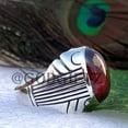thumbnail image 6 of Hessonite Garnet Ring: Turkish Handmade 925 Sterling Silver Cabochon Men's Ring, 6 of 10