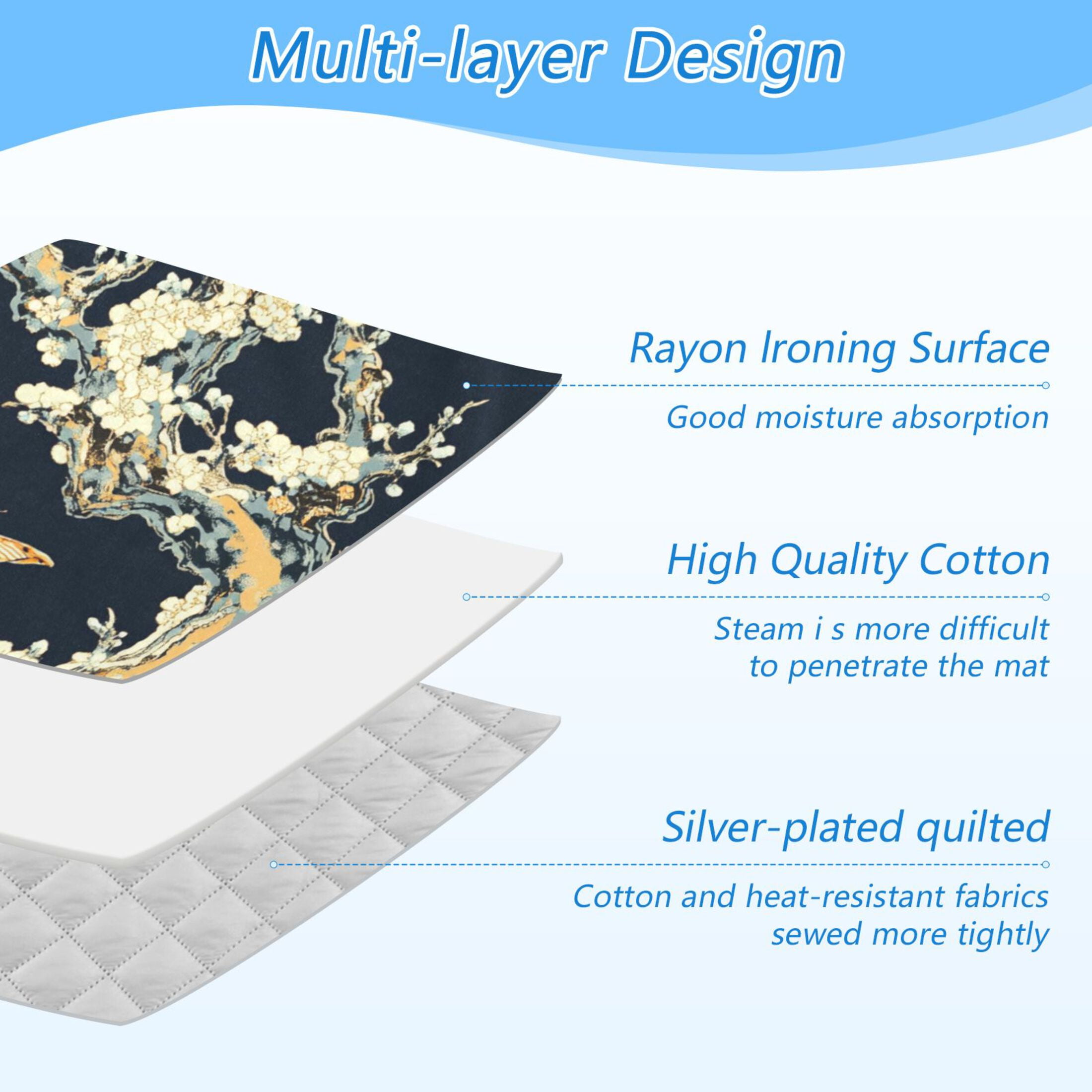 Butterflies on Flower Branch Ironing Mat Blanket for Table Top Travel Portable Ironing Board Pad 47.2x27.6 Inch