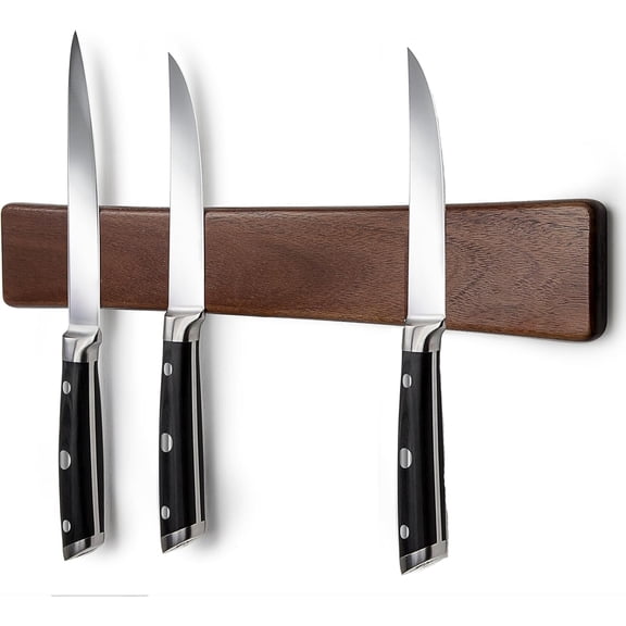 Magnetic Knife Strips, Magnetic Knife Holder for Wall 16 Inch, Acacia Wood Knife Magnetic Strip Use as Knife Bar, Knife Holder for Kitchen Utensil Organizer