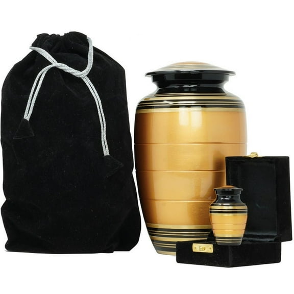 Urns for Human Ashes With a Keepsake Urn Handcrafted Cremation Funeral Burial Decorative Adult Urns with Velvet Bag – Secure Screw Top Seal - Protective Coating Yellow 200Cu/In