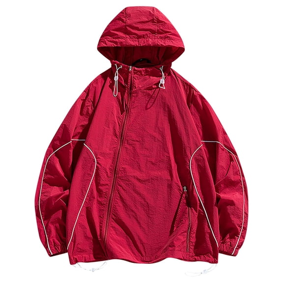 QHFBli Men's Field Jacket Men's Casual Lightweight Solid Color Sun Hooded Jacket for Outdoor Sports Travel and Leisure Activities