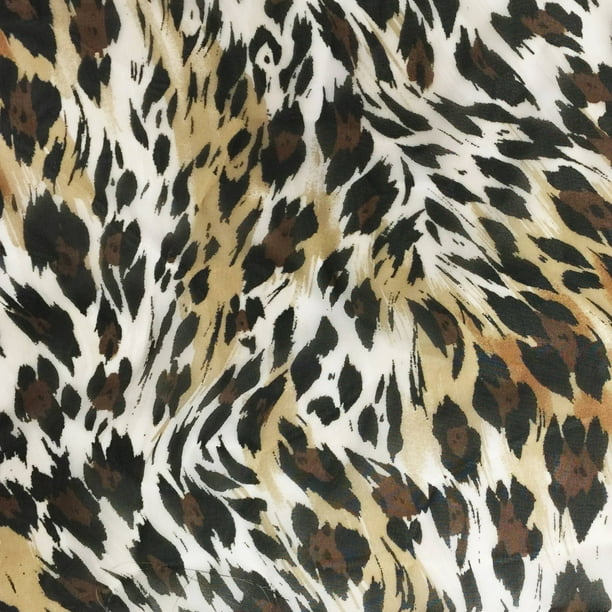 Shason Textile (3 Yards cut) Chiffon Leopard Print Fabric, Brown