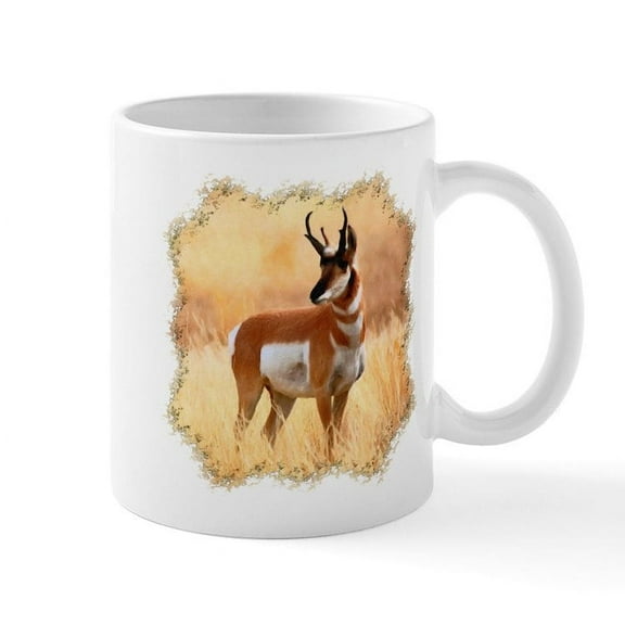 CafePress - Lone Antelope Mug - 11 oz Ceramic Mug - Novelty Coffee Tea Cup