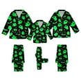thumbnail image 2 of UJNDER Matching Family Halloween Print Pajama Long Sleeve Silk Like Sleepwear for Kids Comfortable Loungewear Party Outfit Kids Green_002 11-12 Years, 2 of 7