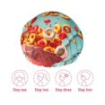 thumbnail image 5 of KLL Floating Colorful Cereal Pattern Shower Cap & Bath Cap for Women,Reversible Oversized Waterproof Shower Caps for all Hair Lengths,Elastic Reusable Bathing Hair Cap, 5 of 6