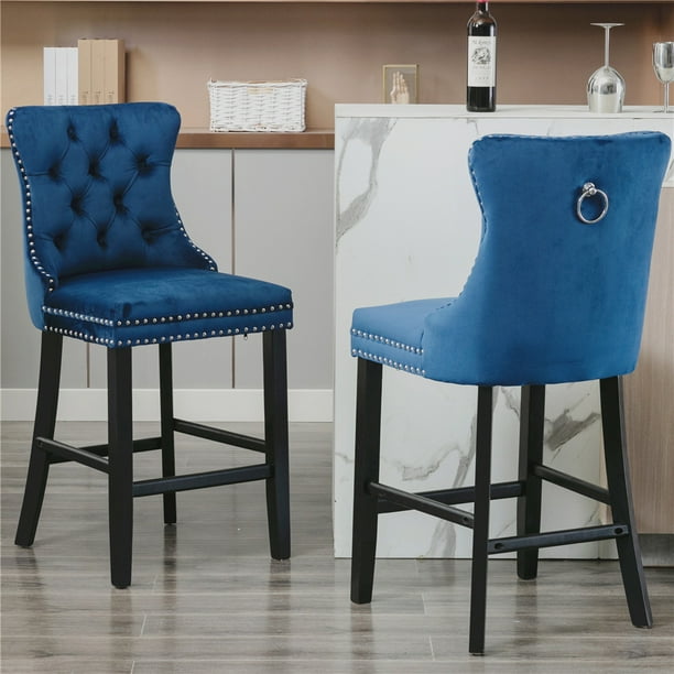 Wood Barstools Counter Stools Set Of 2 Height Bar With Upholstered Seat 24 Back Indoor Outdoor Patio Dining Chairs Wood Barstools Counter Stools Set Of 2, 24 Inch High Dining Chairs