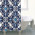 thumbnail image 4 of Waterproof Blue Decorative Floral Shower Curtain 72x72 Inch Boho Style Polyester Unique Shower Curtain for Bathroom Hotel Home Decor with 12 Plastic Hooks, 4 of 5