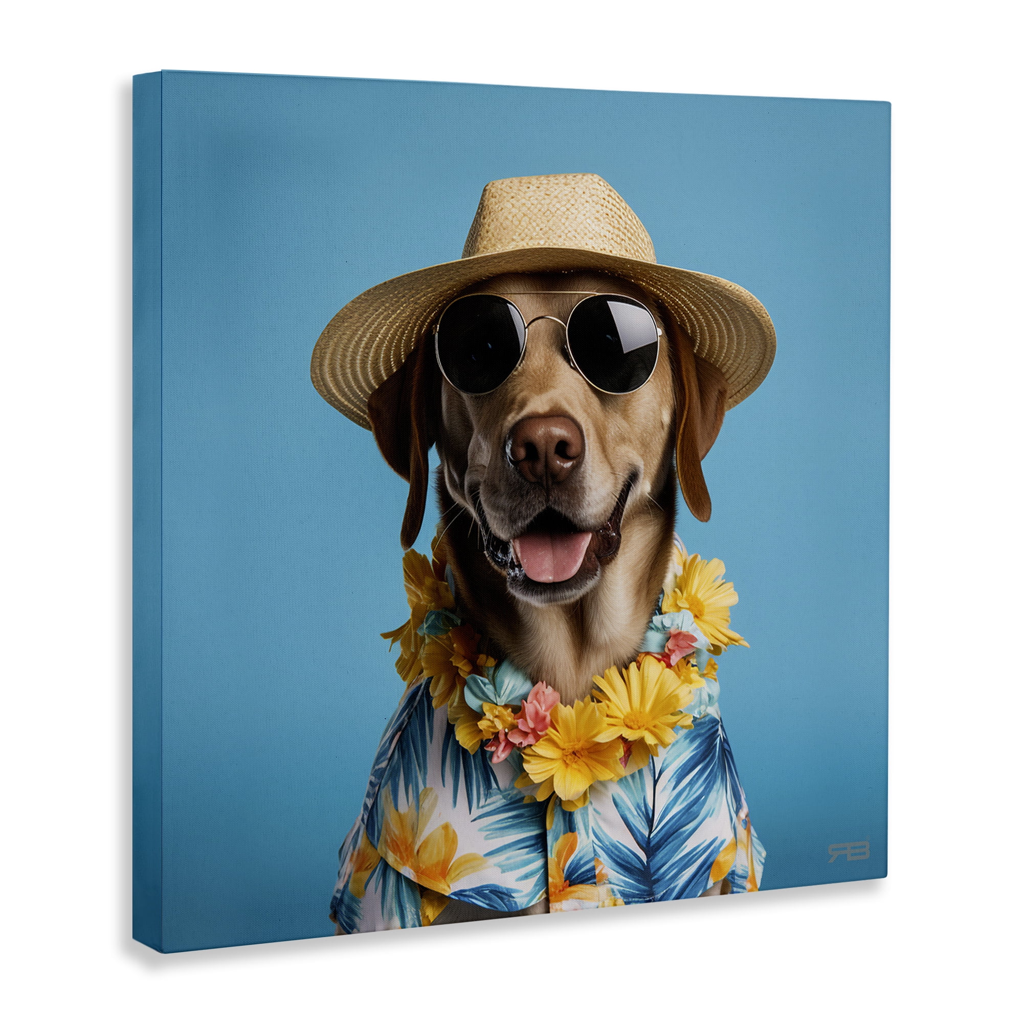 Stupell Industries Dog with Aloha Shirt Animals & Insects Painting Gallery Wrapped Canvas Art Print Wall Art, 24 x 24
