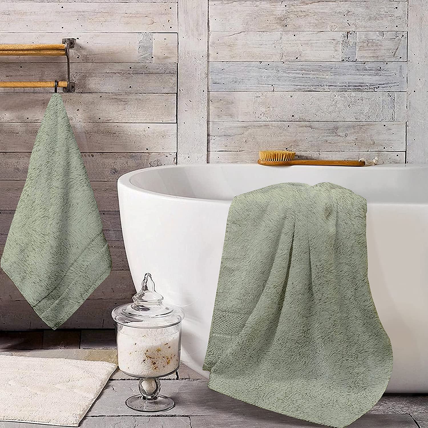  Texere 100% Organic Cotton Jacquard 650 GSM Premium Bath Towel  Sets - Extra Absorbent Quick Dry and Plush, 2 Large Bath Towels, 2 Hand  Towels, 2 Washcloths (Cable, Granite, 6 Piece) : Home & Kitchen