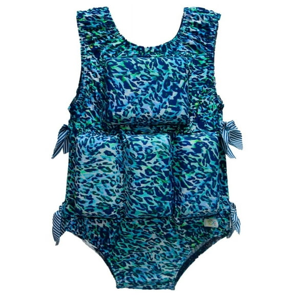Girl's or Boy's Children's Swimwear My Pool Pal Flotation Lifevest Swimsuit, Liquid Leopard, Large (50-70 lbs)