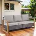 thumbnail image 2 of PARKWELL Outdoor 3-Seat Patio Sofa Furniture,Weather Resistant Wicker Couch with Deep Seat Anti-Slip Cushion,Gray, 2 of 10