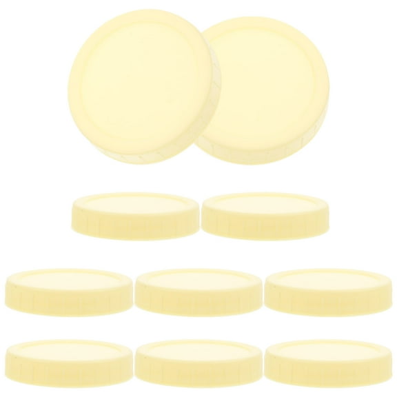 RENACLIPY Plastic Wide Mouth Jar Lids Yellow for Home and Shops 10Pcs