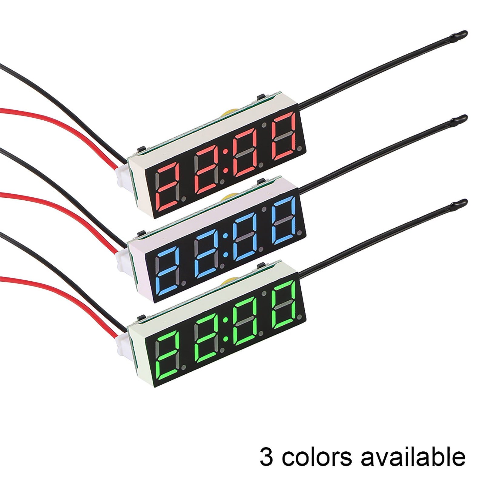Vvciic Car led Clock Electric Clock Digital Timer Temperature Clock with Green/Blue/Red Light Car Decorative Accessories 