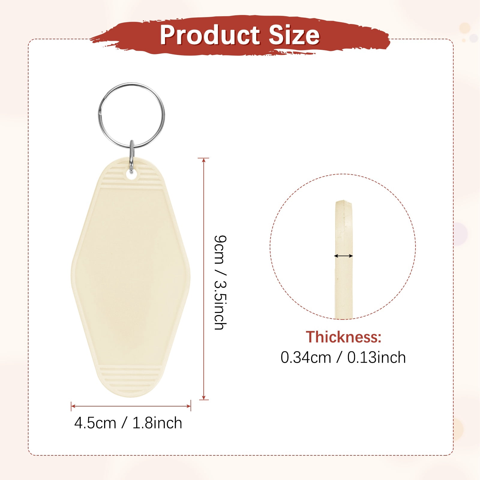 Blank Hotel Keychain Tags [60PCS] - Plastic Rhombus Blank Motel Keychain for Luggage Labels [Beige] Vintage Key Tags