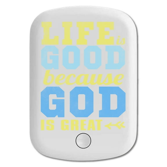 DistinctInk Magnetic Battery Pack, 5000 mAh Wireless Portable Charger with USB-C Cable, Compatible with MagSafe iPhone 14 / 13 / 12 Series - Life Is Good Because God Is Great