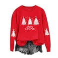 thumbnail image 4 of HOMBOM Womens Merry Christmas Sweatshirts Lightweight Ugly Red Pullover Crewneck Merry Christmas Soft Tops for Womem, 4 of 6
