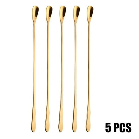 

5 Pcs Stainless Steel Long Handle Stylish Latte Ice Cream Sundae Coffee Spoons