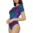 thumbnail image 2 of Daiia Purple And Green Glitter Women'S Crew Neck Short Sleeve Slim Fit T Shirts Tops Basic Bodysuit Leotard Clothing-X-Large, 2 of 9
