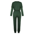 thumbnail image 5 of Brilliant Two Piece Sets Women Clothing Matching Set Women Long Sleeve Women Loose Two-piece Sets Solid Long Sleeve Tops Vest Casual Pants Sweatsuit Green XL, 5 of 5