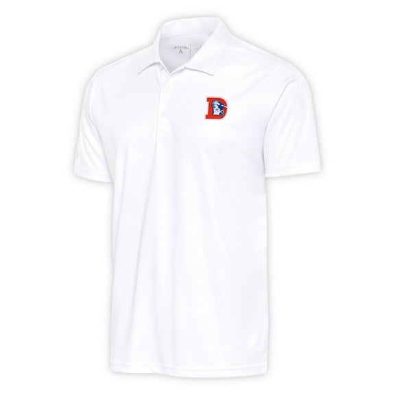 Men's Antigua White Denver Broncos Team Logo Throwback Tribute Polo