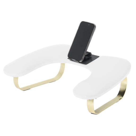 Unique Bargains Nail Arm Rest with 360° Rotating Phone Holder U Shaped Manicure Hand Rest Detachable Arm Rest for Nail Tech for Salons or Home Use White