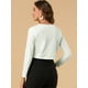 thumbnail image 5 of Cárdigan Crop Top Dobladillo Curvo Frente Abierto Bolero Encogimiento Hombros Para Mujer Blanco L, 5 of 6
