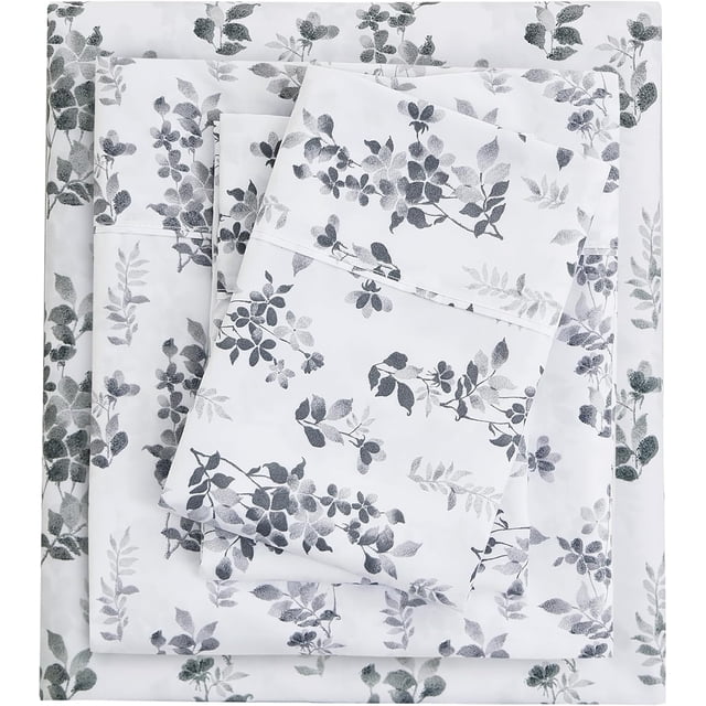 Floral Queen Sheets Soft Breathable Microfiber Vintage Printed Bed Sheet Set Deep Pocket Fitted Sheet Included Flower Pattern