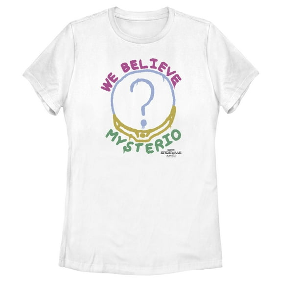 Women's Marvel Spider-Man: No Way Home We Believe Mysterio  Graphic Tee White Small