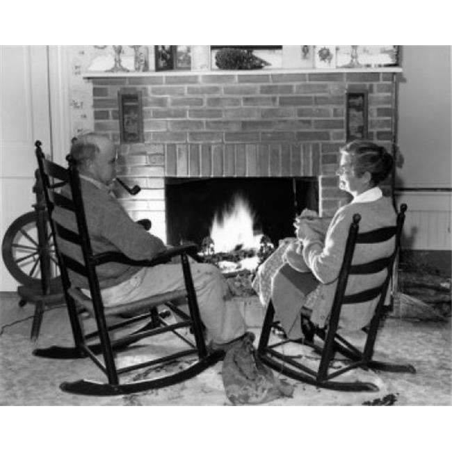 Posterazzi SAL2558596 Senior Couple Sitting on Rocking Chairs in Front ...