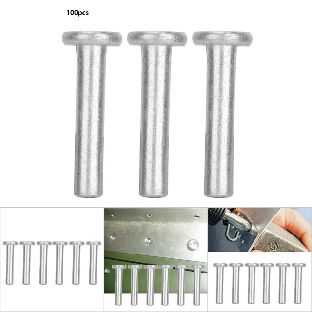 Rivet Massif, 100PCS Rivet Massif Tête Plate GB867 M4 Tête Plate Rivet Massif, Rivets pour l'Industrie