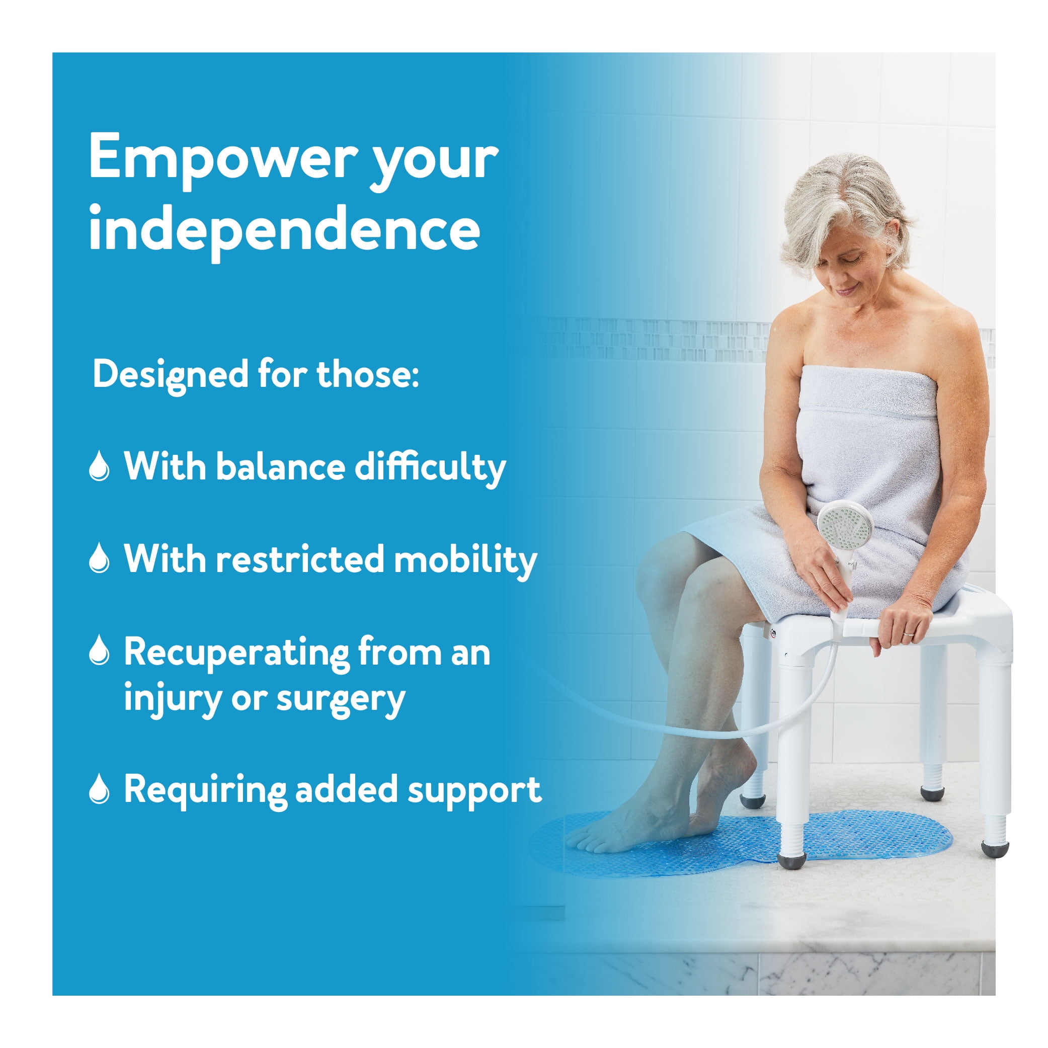 Carex Plastic Universal Shower Chair and Bath Seat with Adjustable Height Legs, 400 lb Capacity