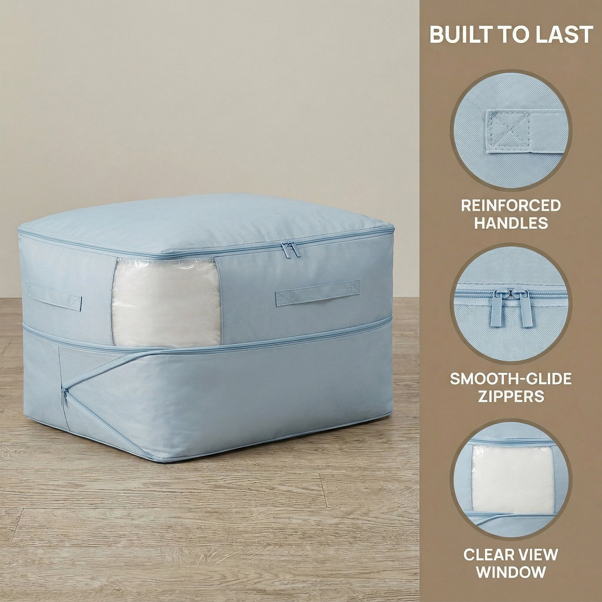 Unique Bargains 1Pc Clothes Expandable Storage Bag Light Grey 21.3*16.5*23.6in