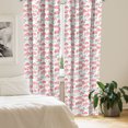 thumbnail image 2 of Ambesonne Poppy Flower Window Curtains, Watercolor Spring, Each 28" W x 63" L, Coral and Reseda Green, 2 of 4