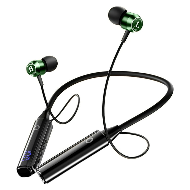 Kugisaki Clearance Hanging Neck Earphones Wireless Bluetooth 5.2 Magnetic Suction Heavy Bass Large Battery with Digital Display Ultra Long Battery Life Bluetooth Earphones Walmart